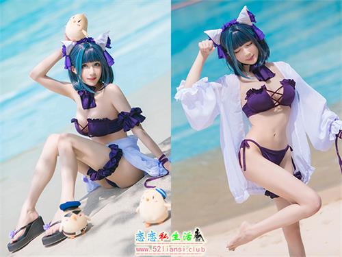 [美图精选]239-Tomoyo酱-碧蓝 柴郡泳装【18P/40M】