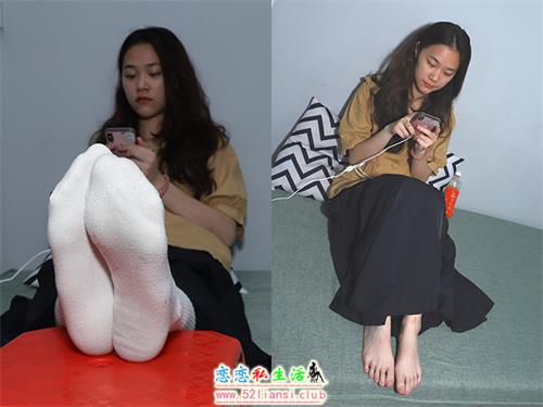 [Pary学生模拍]058 大美女琪琪脱下棉袜展示38码修长大白脚【137P/296M】