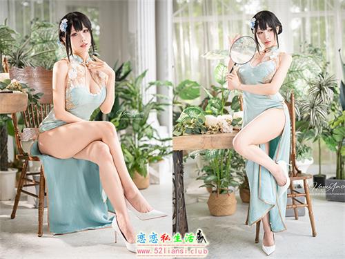 [美图精选]808-Hane Ame 雨波-绿韵旗袍【30P/90M】