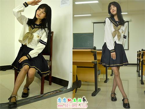 [初夏女神]112期 柒柒~【海军服】不就是一套海军服吗？你要给我配个咖啡袜子呐(带视频)【140P+1V/4.88G】