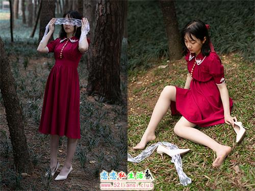 [尤蜜丝] No.044 穿搭推广展示图集 红裙森林【55P/372M】