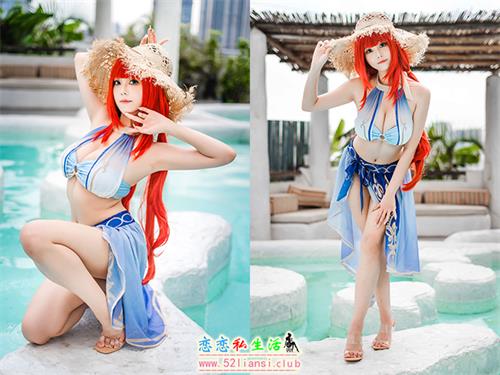 [美图精选]1340-蜜汁猫裘-原神 妮露泳装【21P/76M】