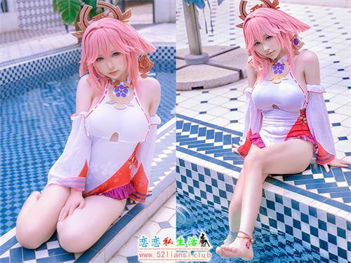 [美图精选]1446-樱梨梨-八重神子泳装【29P/43M】