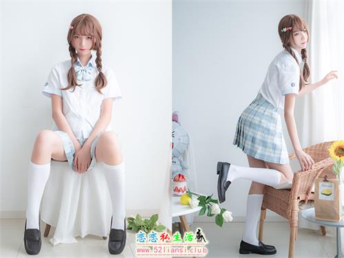 [美图精选]1549-西瓜少女(西呱呀呀呀)-民宿私房淡蓝JK【46P/97M】