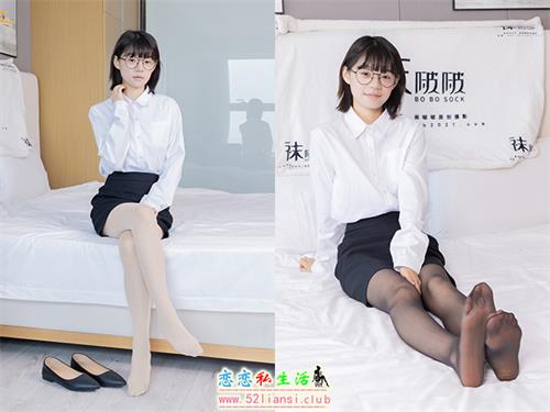 [袜啵啵] 436期 糯米-OL制服、两双平底鞋、薄黑丝-脚尖透明款、厚肉丝(带视频)【150P+1V/6.52G】