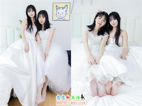 [袜啵啵]NO.510 小甜豆&甜甜圈-两双高跟鞋、薄肉丝、薄白丝、婚纱主题、互相帮对方腿脚涂抹(带视频)【172P+1V/7.02G】