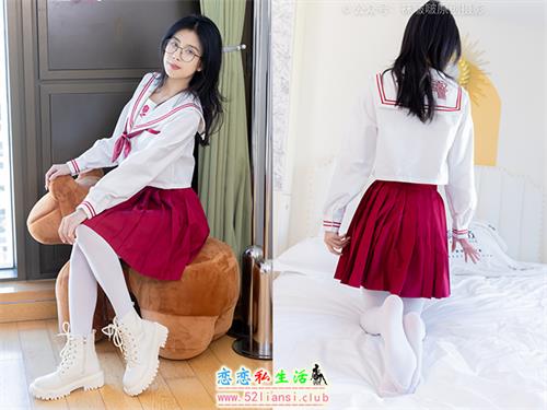 [袜啵啵]NO.545 奶油-白色马丁靴、厚白丝、jk制服、瑜伽动作时用老头乐挠脚剧情(带视频)[144P+1V/5.08G]