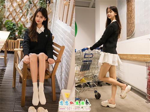 [足愉心] NO.013 鹿鹿（搭配：黑色毛衣、白色短裙、洞洞鞋、白色棉袜、裸足）(带视频)[110P+2V/11.7G]