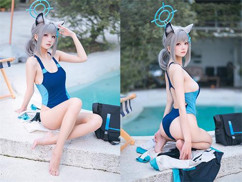 [美图精选]2448-九柒喵-蔚蓝档案 砂狼白子泳装【34P/72M】