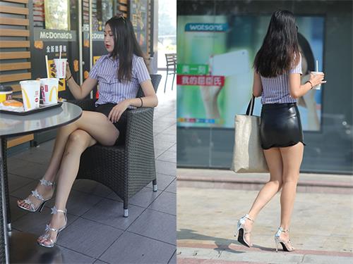 [魔镜街拍] 666-精选街拍-凯恩模拍-午后的卡布奇诺-皮裙篇(带视频)[262P4V/0.9G]