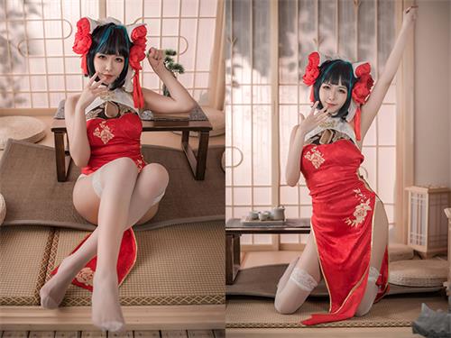 [美图精选]2762-源纱希喵喵喵-柴郡红色旗袍【48P/86M】